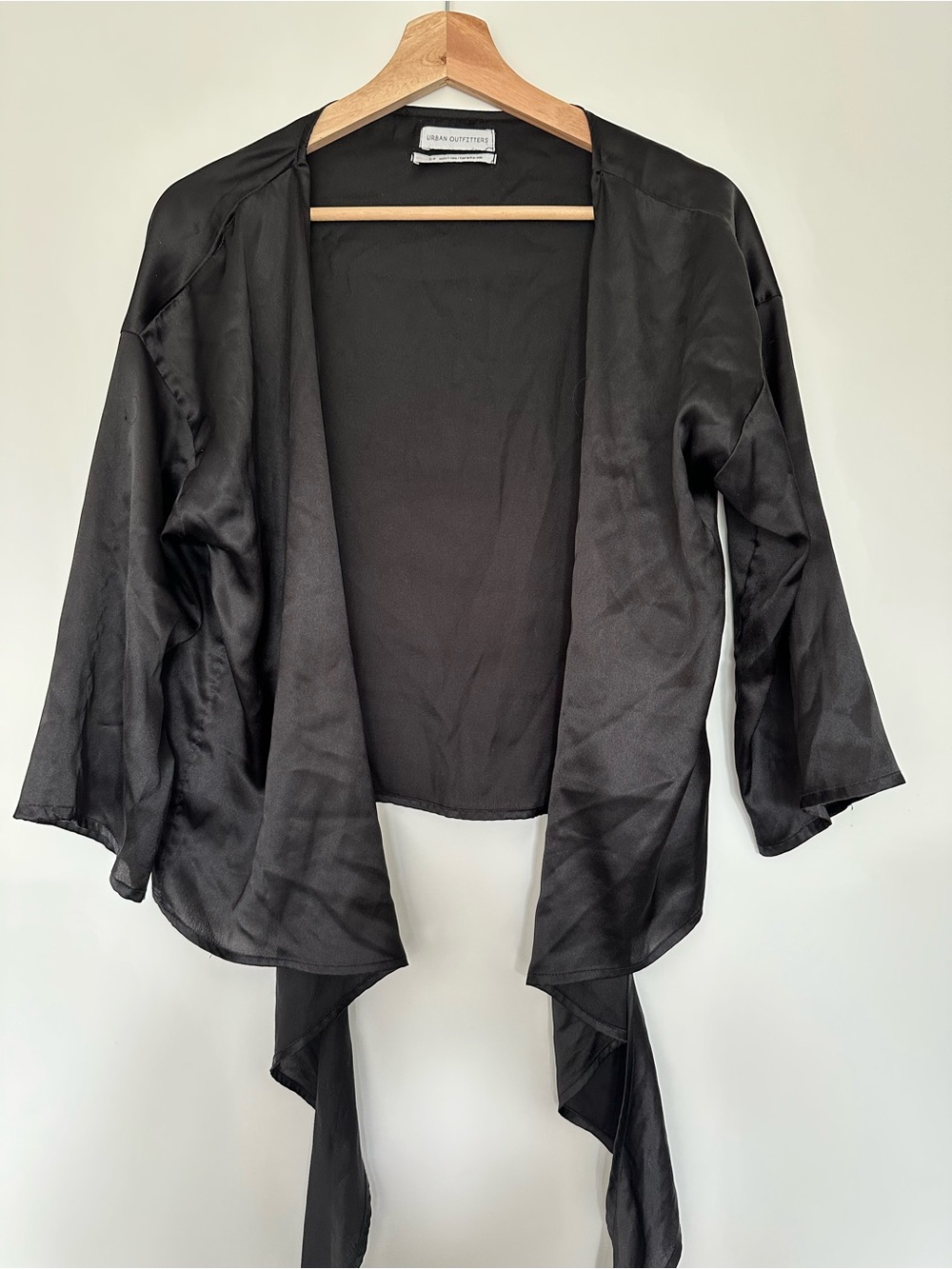 Urban Outfitters Black Satin Wrap Blouse